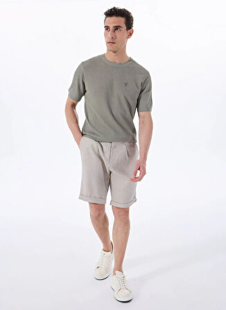 Fabrika Normal Bel Basic Bej Erkek Bermuda Şort F5SM-SHT 2752