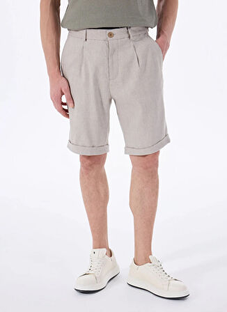 Fabrika Normal Bel Basic Bej Erkek Bermuda Şort F5SM-SHT 2752