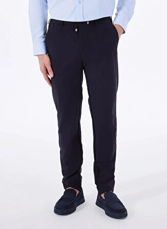 Fabrika Bağlamalı Bel Duble Paça Lacivert Erkek Chino Pantolon F5SM-PNT 2744