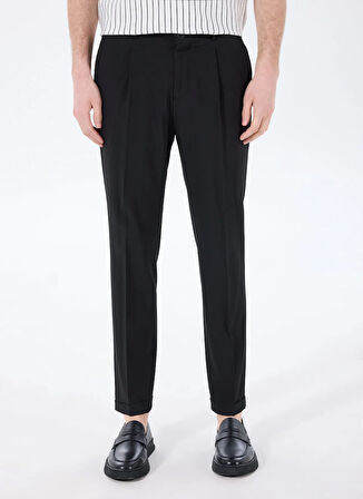 Fabrika Bağlamalı Bel Duble Paça Siyah Erkek Chino Pantolon F5SM-PNT 2750