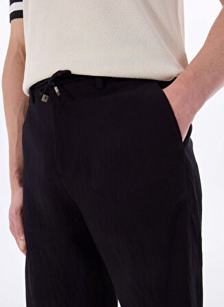 Fabrika Bağlamalı Bel Basic Siyah Erkek Bermuda Şort F5SM-SHT 2773