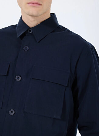 Fabrika Basic Gömlek Yaka Düz Lacivert Erkek Gömlek F5SM-GML 2743