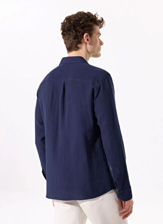 Fabrika Regular Fit Gömlek Yaka Düz Lacivert Erkek Gömlek F5SM-GML 2739