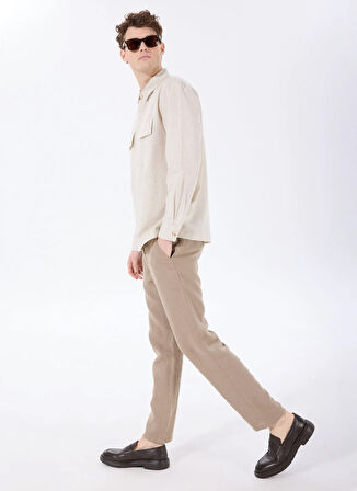 Fabrika Basic Gömlek Yaka Düz Bej Erkek Gömlek F5SM-GML 2300