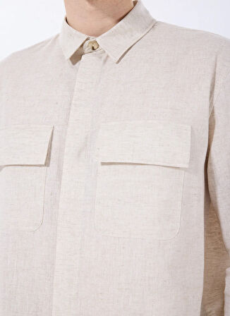 Fabrika Basic Gömlek Yaka Düz Bej Erkek Gömlek F5SM-GML 2300