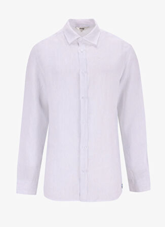 Jeep Relaxed Gömlek Yaka Çizgili Beyaz - Mavi Erkek Gömlek J5SM-GML7661