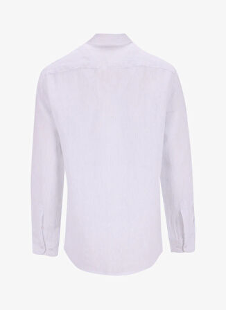 Jeep Relaxed Gömlek Yaka Çizgili Beyaz - Mavi Erkek Gömlek J5SM-GML7661