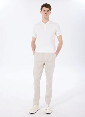 Bej Erkek Basic Çizgili Chino Pantolon F5SM-PNT 2303