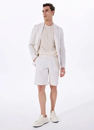 Fabrika Slim Fit Ekru Erkek Çizgili Ceket F5SM-CKT 2425
