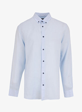 Fabrika Comfort Regular Fit Düğmeli Yaka Düz Mavi Erkek Gömlek FC5SM-GML 2542
