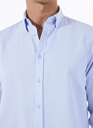 Fabrika Comfort Basic Alttan Britli Yaka Armürlü Mavi Erkek Gömlek MAYDOS 506