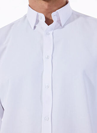 Fabrika Comfort Basic Alttan Britli Yaka Armürlü Beyaz Erkek Gömlek MAYDOS 506