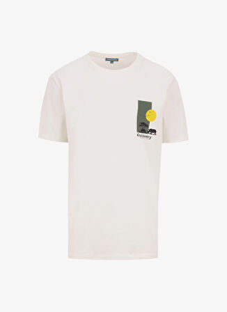 D5SM-TST3988 Ekru Bisiklet Yaka Relaxed Baskılı Erkek T-Shirt
