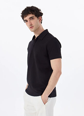 Discovery Expedition D5SM-TST3807 Siyah Relaxed Düz Erkek Polo T-Shirt