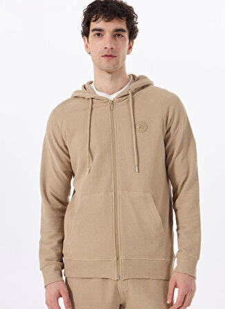 Discovery Expedition D5SM-SWT3754 Deve Tüyü Kapüşon Yaka Relaxed Düz Erkek Sweatmont