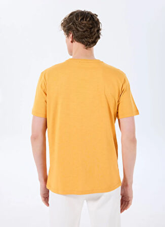 D5SM-TST3847 Turuncu Bisiklet Yaka Relaxed Baskılı Erkek T-Shirt