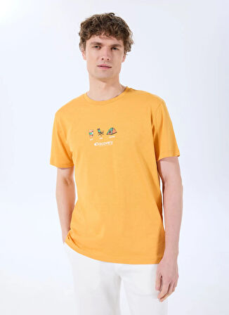 D5SM-TST3847 Turuncu Bisiklet Yaka Relaxed Baskılı Erkek T-Shirt