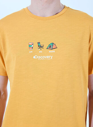 D5SM-TST3847 Turuncu Bisiklet Yaka Relaxed Baskılı Erkek T-Shirt