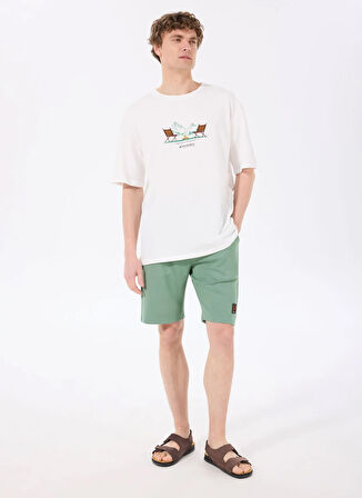 Discovery Expedition D5SM-TST3742 Ekru Bisiklet Yaka Relaxed Nakışlı Erkek T-Shirt