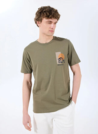 D5SM-TST3747 Haki Bisiklet Yaka Relaxed Baskılı Erkek T-Shirt