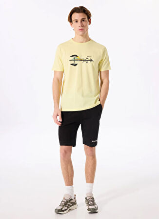D5SM-TST3737 Sarı Bisiklet Yaka Relaxed Baskılı Erkek T-Shirt