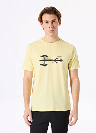 D5SM-TST3737 Sarı Bisiklet Yaka Relaxed Baskılı Erkek T-Shirt