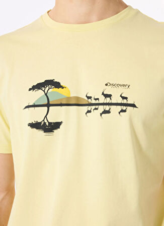 D5SM-TST3737 Sarı Bisiklet Yaka Relaxed Baskılı Erkek T-Shirt