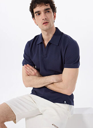 Discovery Expedition D5SM-TST3807 Lacivert Relaxed Düz Erkek Polo T-Shirt