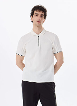Discovery Expedition D5SM-TST3718 Beyaz Relaxed Düz Erkek Polo T-Shirt