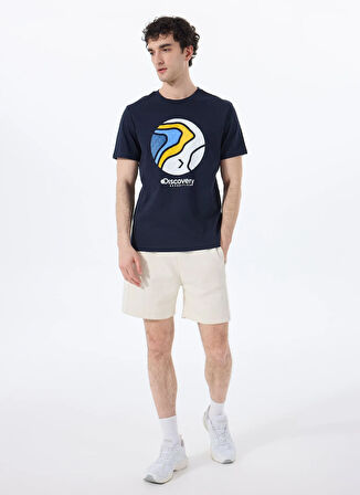 Discovery Expedition D5SM-TST3876 Lacivert Bisiklet Yaka Relaxed Baskılı Erkek T-Shirt