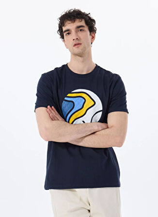 Discovery Expedition D5SM-TST3876 Lacivert Bisiklet Yaka Relaxed Baskılı Erkek T-Shirt