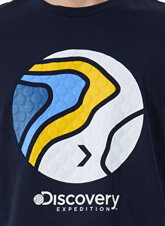 Discovery Expedition D5SM-TST3876 Lacivert Bisiklet Yaka Relaxed Baskılı Erkek T-Shirt