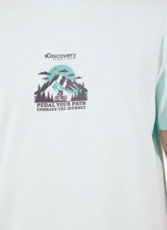 Discovery Expedition D5SM-TST3709 Mint Bisiklet Yaka Relaxed Baskılı Erkek T-Shirt