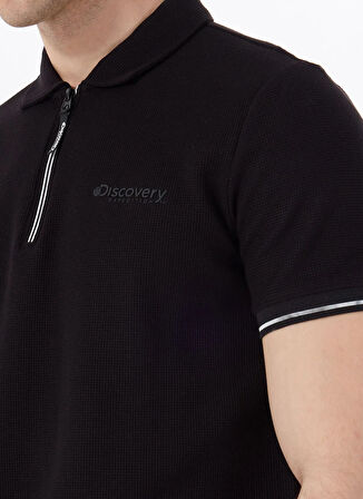 Discovery Expedition D5SM-TST3718 Siyah Relaxed Düz Erkek Polo T-Shirt