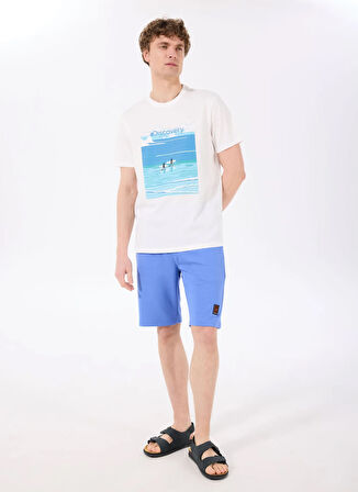 Discovery Expedition D5SM-TST3799 Beyaz Bisiklet Yaka Relaxed Baskılı Erkek T-Shirt