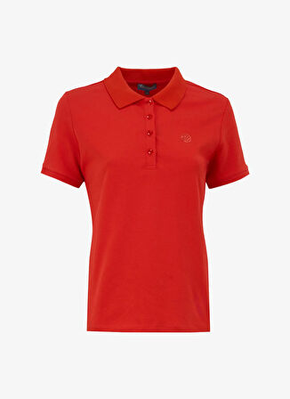 Discovery Expedition D5SL-TST3598 Nar Çiçeği Basic Düz Kadın Polo T-Shirt
