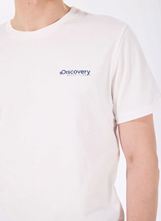 Discovery Expedition D5SM-TST3798 Beyaz Bisiklet Yaka Relaxed Baskılı Erkek T-Shirt
