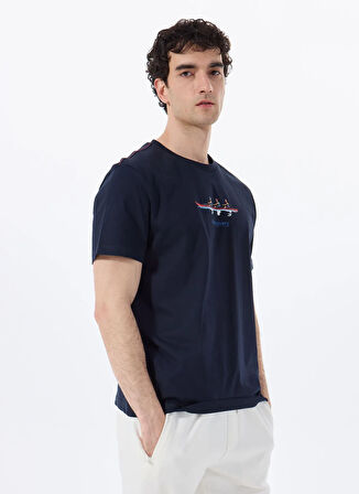 Discovery Expedition D5SM-TST3793 Lacivert Bisiklet Yaka Relaxed Baskılı Erkek T-Shirt
