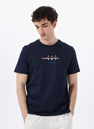 Discovery Expedition D5SM-TST3793 Lacivert Bisiklet Yaka Relaxed Baskılı Erkek T-Shirt