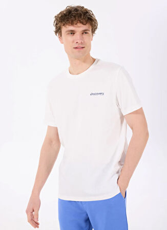 Discovery Expedition D5SM-TST3798 Beyaz Bisiklet Yaka Relaxed Baskılı Erkek T-Shirt