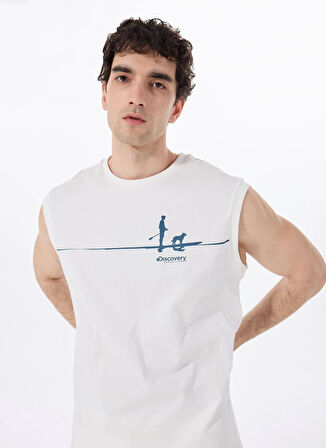 Discovery Expedition D5SM-TST3801 Beyaz Bisiklet Yaka Relaxed Baskılı Erkek T-Shirt