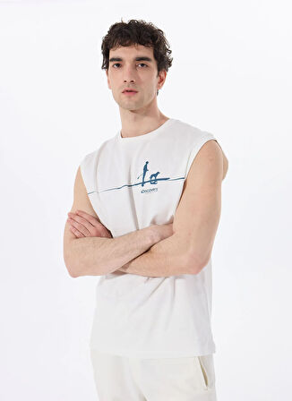 Discovery Expedition D5SM-TST3801 Beyaz Bisiklet Yaka Relaxed Baskılı Erkek T-Shirt
