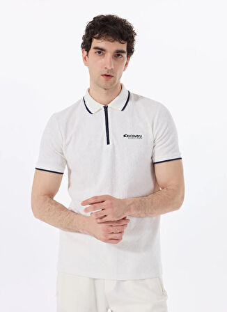 Discovery Expedition D5SM-TST3845 Beyaz Relaxed Düz Erkek Polo T-Shirt