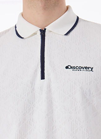 Discovery Expedition D5SM-TST3845 Beyaz Relaxed Düz Erkek Polo T-Shirt