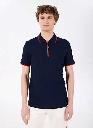 Discovery Expedition D5SM-TST3805 Lacivert - Kırmızı Relaxed Düz Erkek Polo T-Shirt