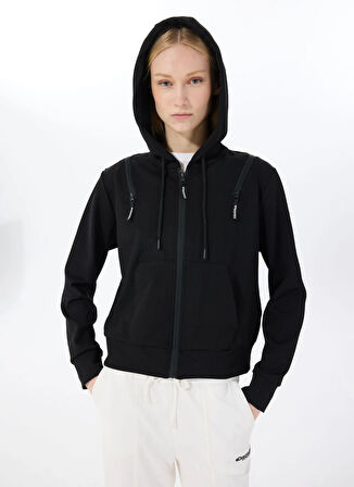 Discovery Expedition D5SL-SWT3568 Siyah Kapüşon Yaka Relaxed Düz Kadın Sweatmont