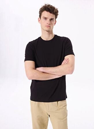 Fabrika Bisiklet Yaka Düz Siyah Erkek T-Shirt F5SM-TST 2778