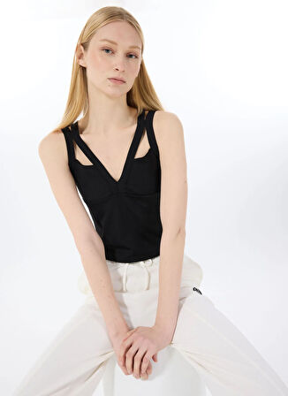 Discovery Expedition D5SL-TST3576 Siyah Relaxed Düz Kadın Atlet