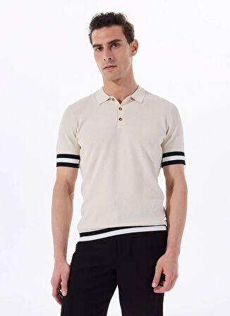 Fabrika Comfort Polo Yaka Regular Fit Jakarlı Bej Erkek Kazak FC5SM-KZK 2567