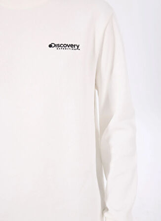 D5SM-SWT3885 Beyaz Bisiklet Yaka Relaxed Baskılı Erkek Sweatshirt